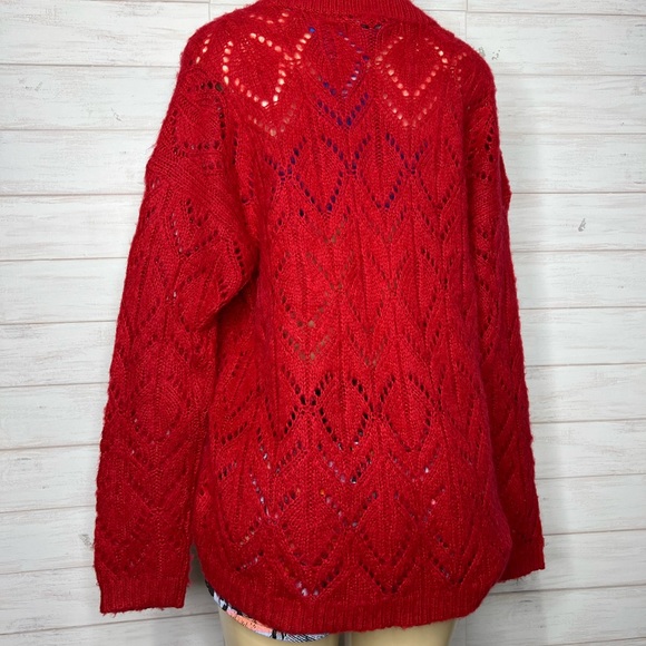AMERICAN EAGLE V Neck Knit Pullover red Sweater - Picture 3 of 11